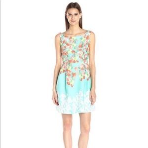 Donna Ricco • Bright Floral Dress • Turquoise • 8